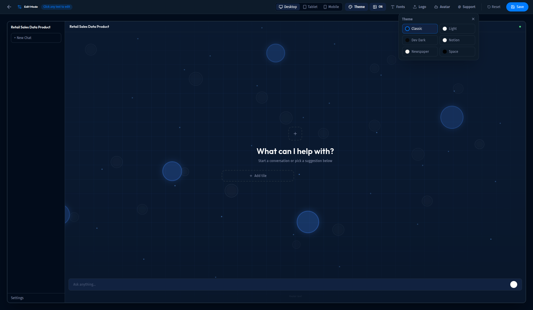 Theme settings